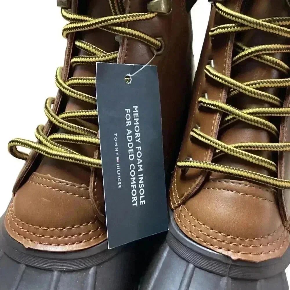 Tommy Hilfiger Colin 2 Mens 8 Waterproof Insulated Lace Up Duck Boots Brown NEW